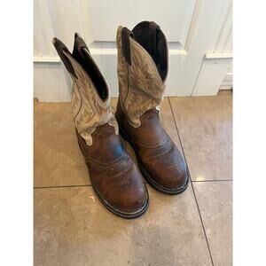 Justin Boots Steel Toe Work Wear Women 7.5 D Country Western Cowgirl Farm Aztec